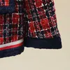 Mélanges de laine pour femmes nouveau bloc de couleur rouge pour femmes col rond à manches longues tweed manteau court en laine casacos S M LL230926