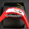 RRF 35-03 Version limitée Japon Miyota NH Montre automatique pour homme Rouge NTPT Boîtier en fibre de carbone Cadran squelette Bracelet en caoutchouc blanc Sport Super Edition Montres-bracelets d'éternité