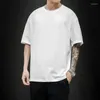 Ternos masculinos A2040 Verão Camiseta 2023 Moda Sólida Mens Oversized Hip Hop Manga Curta Casual Algodão Streetwear