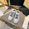 The Latest Women's Designer Down Feather Casual Shoes Reflective Cowhide Plaid C C Shoes with Thick Soled Inner Elevating LACES White