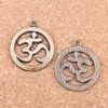 32 pièces Antique argent plaqué Bronze plaqué Yoga OM pendentif à breloques collier à faire soi-même Bracelet résultats de Bracelet 25mm257N