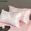 Bettwäsche-Sets Luxus-Prinzessin-Rosa-Jacquard-Set High-End-einfache glatte einfarbige Bettbezug-flache Blatt-Quilts-Kissenbezug # /