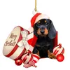 Julgran hängande ornament Dachshund hundformade hängsmycken för hemmjonekorationer Xmas nyårsgåvor