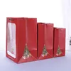 Czerwony świąteczny prezent na prezent z uchwytami Świąteczna torba Goody z oknem przenośna torba wielokrotnego użytku do prezentów owijanie LX6134