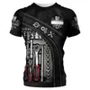 T-shirt da uomo Strumenti meccanici T-shirt casual traspirante estiva a maniche corte stampata in 3D Top oversize