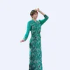 Roupas étnicas Verão Elegante Traje Asiático Vestido Tibetano para Mulheres Manga Longa Tradicional Oriental Senhoras Vestido