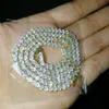 Chokers 3mm 16 "18" 20 "22" Mässingsinställning CZ 3 Prong Tennis Chain Necklace Goldsilver Color Iced Out AAA Cubic Zirconia BC213 230925