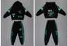 Ensembles de vêtements Survêtement pour enfants Sweat à capuche vert Twopiece Street Dance Tenues de sport pour garçons filles Vetement Garcon 4 6 8 10 12 14 ans 230926