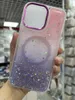 Cases For Iphone 15 Pro Max 15 Plus Bling Glitter Magnet Wireless Charging I15 Gradient Foil Confetti Clear Starry Dripping Glue Metal Soft TPU Magnetic Phone Cover