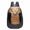 wholesale shoulder bags 3 colors cool creative student backpack street personality rivet punk messenger bag thickened leather embossed leisure backpack 3192#