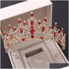 Jóias de cabelo Kmvexo barroco vintage luxo real rainha rei cristal coroa nupcial tiara coroas diadem noiva festa noite gota entregar dh4og