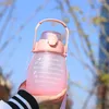 Water Bottles 1 X Cute Bottle With Straw Stickers 1300ml Portable Big Belly Cup Time Marker Kettle Leak-Proof Outdoor Sports