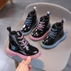 Boots Kids Leather Boys Girls Sport Shoes Autumn Children Snow Fashion Toddler Warm Winter Plush Sneaker 230926