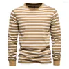 Men's T Shirts 2023 Spring Casual Long Sleeve T-shirt Cotton Striped Top Round Neck Pure Underlay