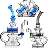 Blue Heady Pulse Bong Doppel-Recycler Shisha Shisha Inline Percolator 14 mm dicke Dab Rigs Glaswasserpfeifen