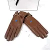 Leather men's and women's five-finger gloves Fashion Designer brand letter printed thick warm gloves Winter outdoor sports pure cotton high quality