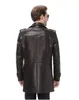 Men's Fur Long Winter Leather Jacket Windproof Windbreaker Top Business Overcoat Black PU