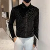 Camisas casuais masculinas leopardo impressão camisa de veludo 2024 outono inverno manter quente manga longa fino ajuste negócios sociais roupas masculinas