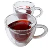 Copas de vino Taza de café de vidrio de doble pared Taza en forma de corazón Beber té Leche Jugo Agua Bebidas resistentes al calor