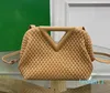 Kvalitetsdesigner Point Axel Tote Bag 8546B Totes Cross Body Fashion Bags Seagrass Woven Weave Calfskin Leather Almond