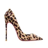 Dress Shoes 2023 Spring Suede 10cm Formal High Heels Women's Thin Sexy White Leopard Print Pointed Toe Single