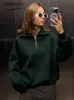 Womens hoodies tröjor överdimensionerade hösten höstlaplar tröja streetwear mode löst blixtlås med solid färg tröjor zip upp hoodie korean 230925