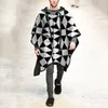 Männer Wolle 2023 Herbst Winter Männer Frauen Schal Jacken Vintage Nationalen Muster Gedruckt Woolen Poncho Mit Kapuze Mäntel Männlich Lose cape Outwear