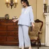 Kvinnors sömnkläder vår söt bomullstoppar byxor loungewear casual spets prinsessa nattkläder muslin v halspyjamas graviditet pyjama set