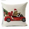 Federa per cuscino WZH Custodia natalizia in cartone animato Decorazione in lino Fodera per cuscino regalo natalizio adatta per custodia per divano auto 45 cm * 45 cm T230926