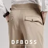 Herrdräkter varumärke toppkvalitet Business Casual Straight Suit Pants Solid Color High midje Slim Fit Dress Trousers 2024