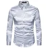 Camisas de vestir para hombres Camisa de hombre Seda Satén Suave Hombres Sólido Esmoquin Camisa de negocios Hombres Casual Slim Fit Camisas de vestir de boda de oro brillante Tallas grandes S-XXL YQ230926