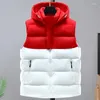 Mannen Vesten Mode Warm Gewatteerd Vest Voor Mannen 2023 Dikke Mouwloze Jassen Capuchon Rits Plus Size Jassen Winter Vest