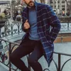 Men's Wool Woolen Coat Winter Jacket Warm Checked Print Long Oversized 2023