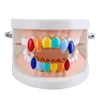 Grillz Dental Grills Hip Hop Gold Sier Rainbow Teeth Top Bottom Colorf Mouth Cosplay Party Tooth Rapper Jewelry Gift Drop Delivery Bod Dhsde
