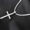 karopel Hip Hop Micro Pave Zircon Cross Pendant Crystal Custom Size Tennis Chain Necklace Ice Out Chains Around The Neck 210929232t