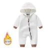 Nette samt verdicken Neugeborenen Baby Strampler Baumwolle Toddle Kinder Kleidung Lange Hülse Kleinkind Mit Kapuze Body Einteilige Onesies baby Overalls