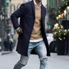 Casaco de lã masculino moda inverno cor sólida simples fino casaco de lã single-breasted comprimento médio S-3XL