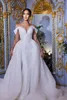 Luxury Pearls Mermaid Wedding Dresses Beaded Bridal Gowns With Detachable Train Sheer Jewel Neckline Sweep Train Tulle Vestido De Novia