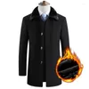 Men's Wool Winter Thicken Warm Woolen Coat Men Casual Slim Fit Fur Collar Windbreaker Jacket Business Overcoat Long Trench Blends Peacoats