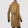 Manteau d'hiver en laine pour hommes, Slim, Trench élégant, couleur unie, Double boutonnage, veste longue, 2023