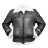 Veste en cuir PU pour hommes, fourrure épaisse, grande taille, polaire, manches longues, revers, vêtements rétro pour hommes, vêtements d'extérieur pour motard, automne hiver