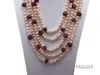 Choker Terisa Pearl Jewelry 5 Strand Pink Freshwater and Red Agate Halsband med Sterling Slick Clasp för kvinnor T-FNM461