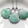 Certificat collier bouddha en jade naturel pendentif femme cadeau avec incrustation de boîte bijoux en argent 925 pendants156n