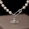 قلادة قلادة مصمم رسالة فيفيان المخططات الفاخرة للنساء أزياء المجوهرات المعدنية لؤلؤة لؤلؤة قلادة CJeweler Westwood9+96