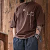 Men's T Shirts Madden Workwear American Casual Letter Embroidery Short Sleeve Hanging Design Loose Cotton Half T-shirt Summer