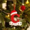 Christmas Decorations Letter Pendant With Bead Lanyard Acrylic Xmas Shiny A-Z Hanging Ornament Party Supplies 926