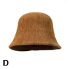 Bérets tricotés chapeau de pêcheur pour femmes Panama seau hiver automne chaud solide pliant casquette de voyage visière Vintage plat V5W4