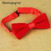 Mantieqingway erkekler yay bağları kadife damat evliliği düğün bowties gömlek yakası düz renk Men1354W için Siyah Kırmızı Kravat