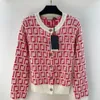 Automne et hiver nouvelle marque design pull femme classique 2F broderie cardigan simple boutonnage cardigan à manches longues noël nouvel an pull rouge