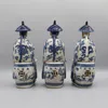 3 generaciones de emperadores chinos en la dinastía Qing, figura de cerámica azul y blanca, accesorio de mesa